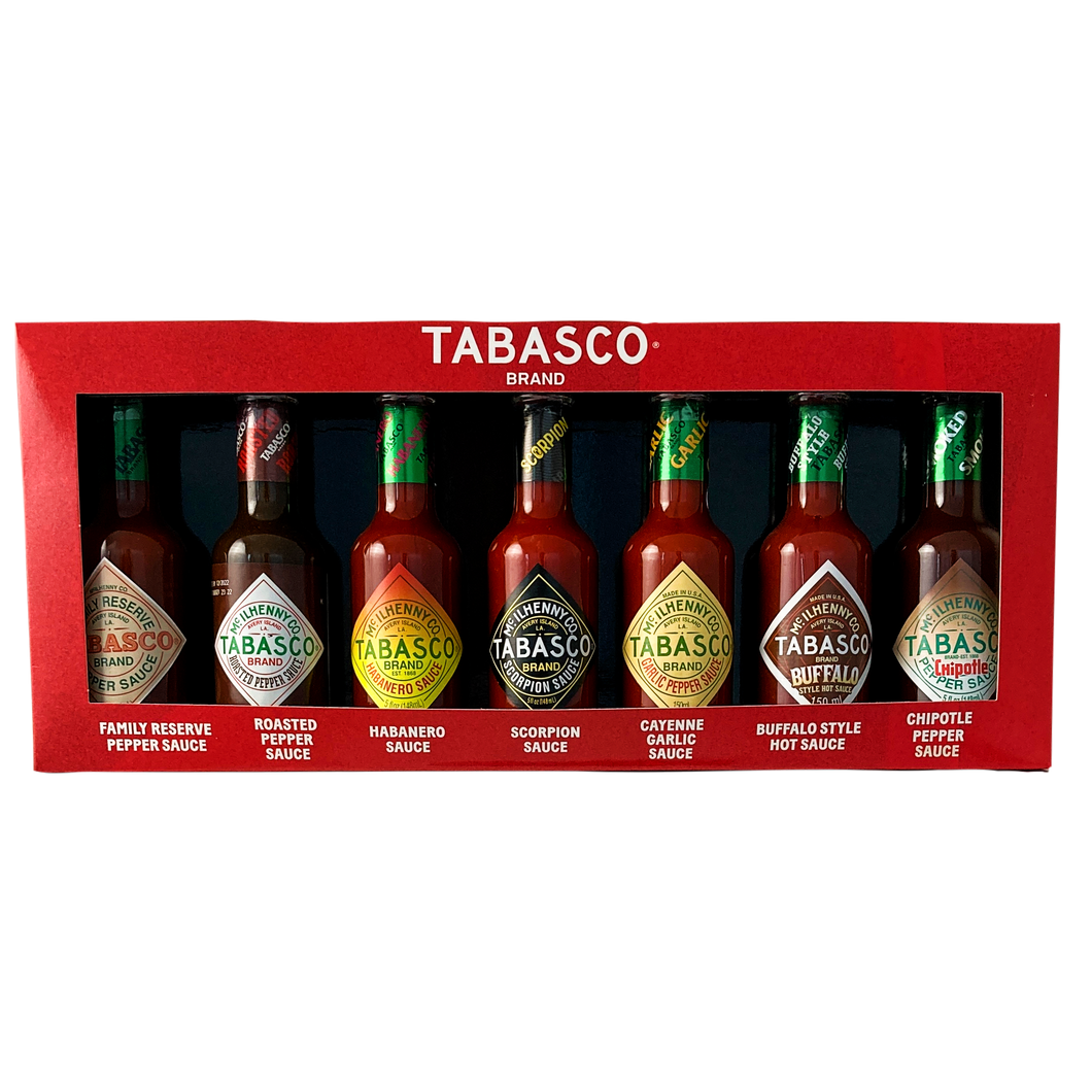TABASCO® Brand Gift Set 'BURNING FLAVOURS' 7 x 148ml glass bottles