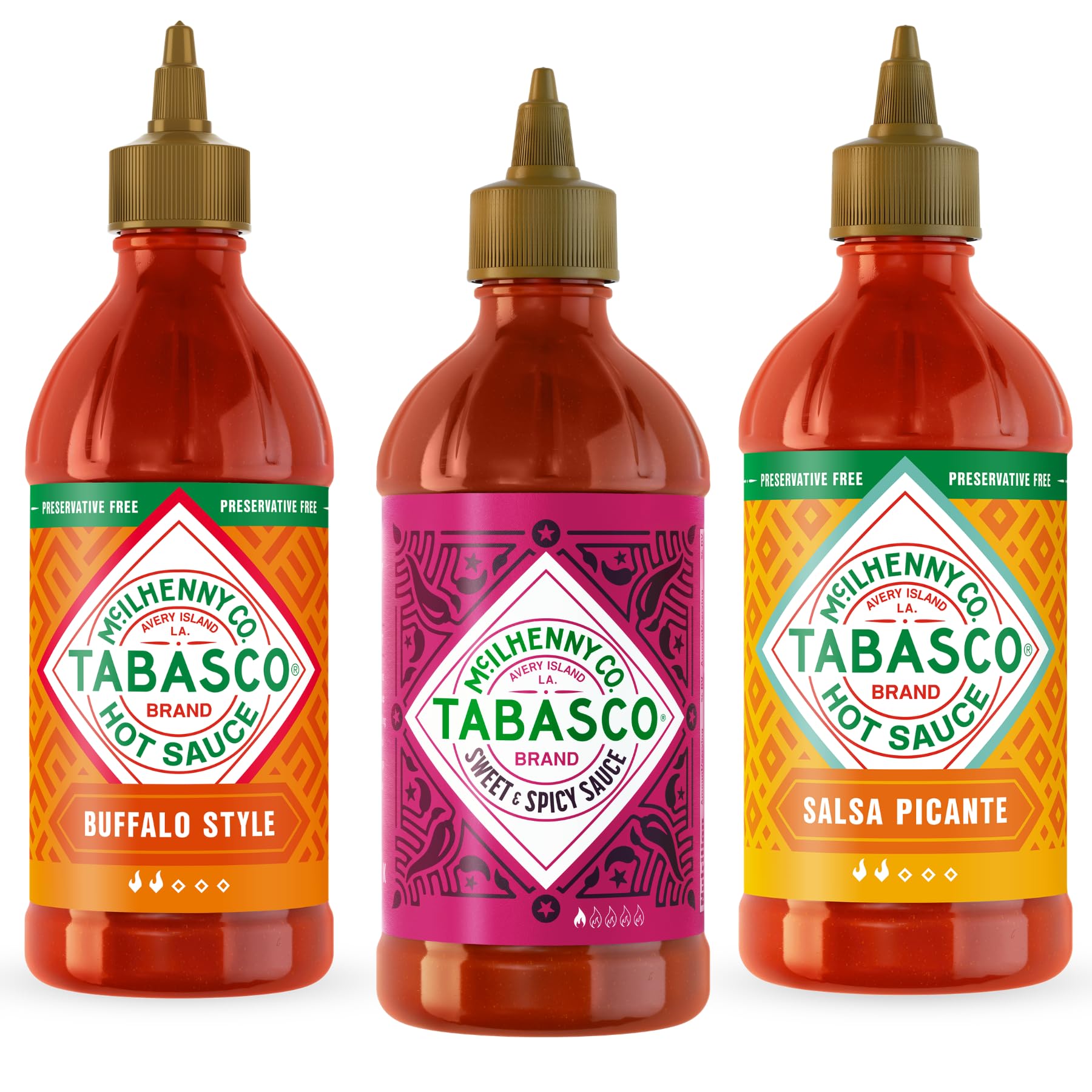 TABASCO® Squeeze Sauce Set – Salsa Picante, Buffalo & Sweet & Spicy (3 × 256ml)