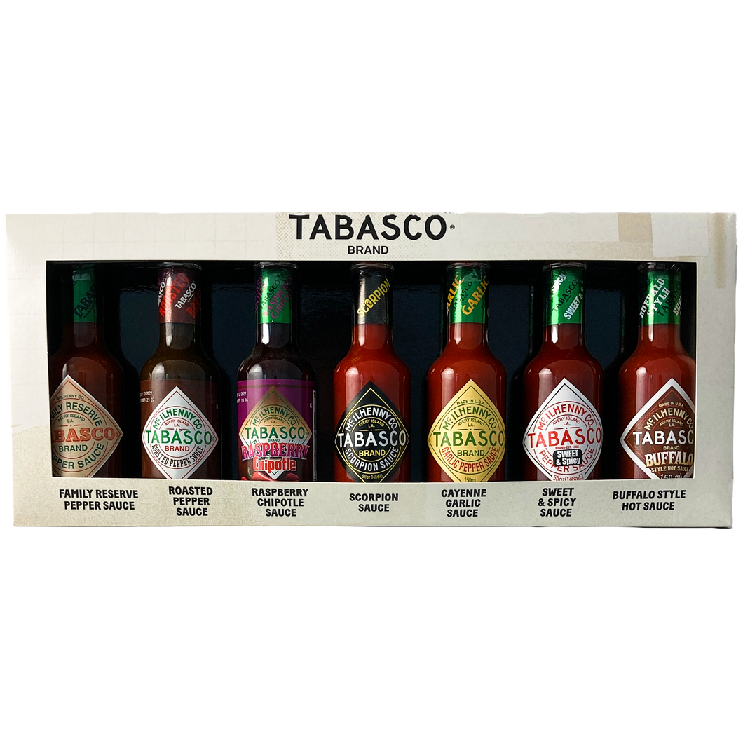 Coffret cadeau TABASCO® 'HARD-TO-FIND-FLAVOURS' 7 bouteilles en verre de 148 ml
