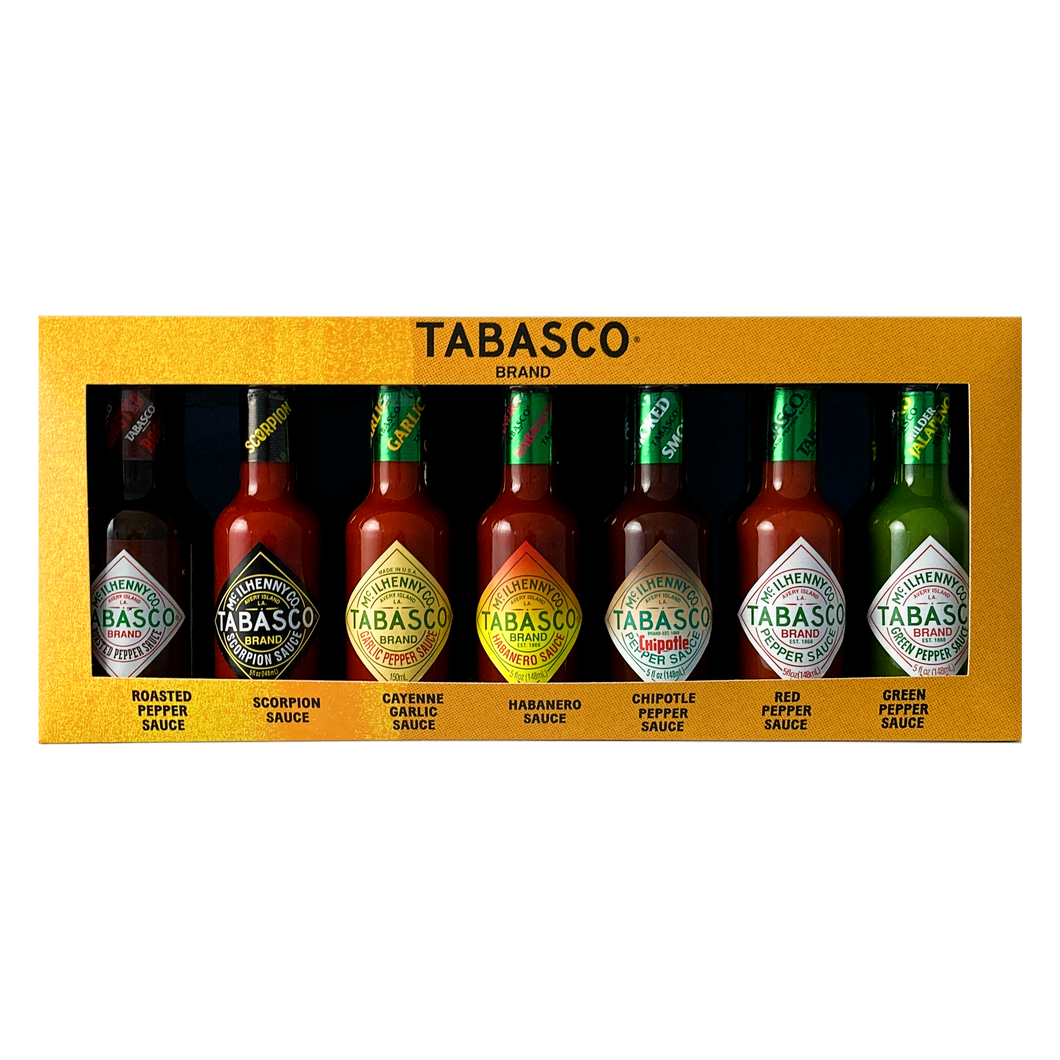 TABASCO® Brand Gift Set 'SIZZLING SET' 7 x 148ml glass bottles